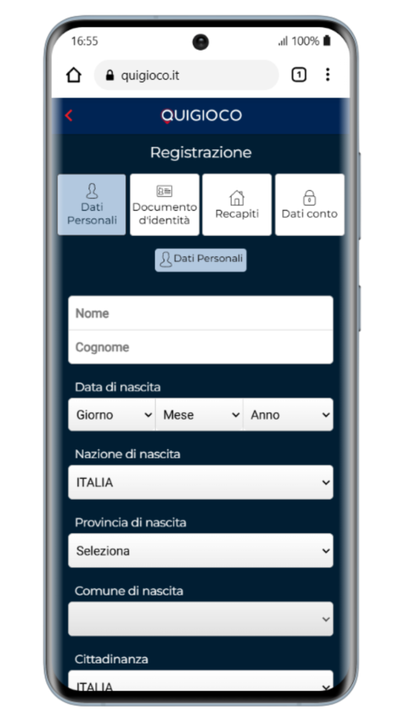 registrazione passo-passo al casinò
